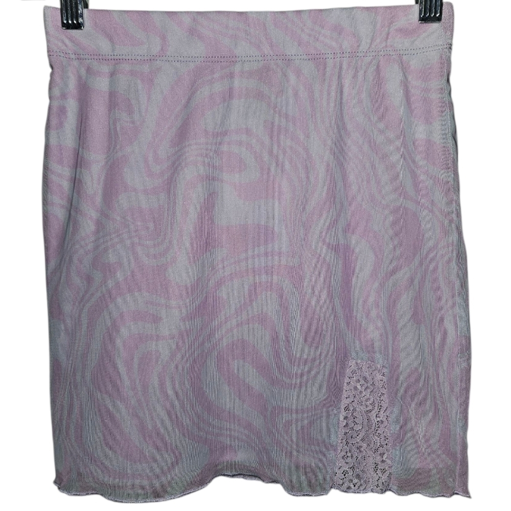 NWT Forever 21 Pastel Swirl Mesh Double Lined Mini Skirt